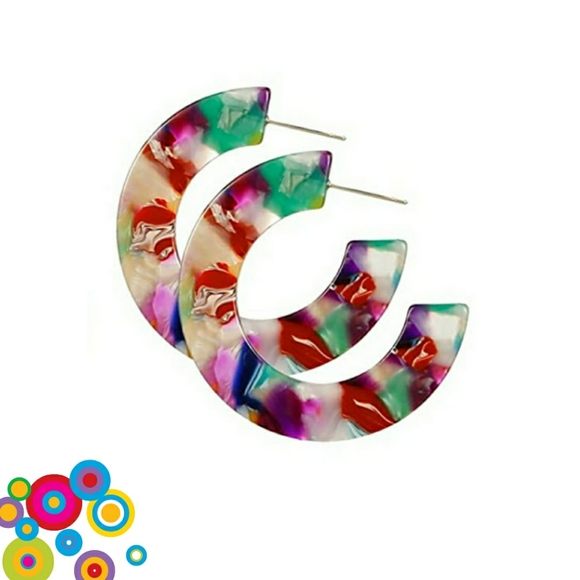Jewelry - 4 for $15  Multicolor Tortoise Resin Hoop Earings